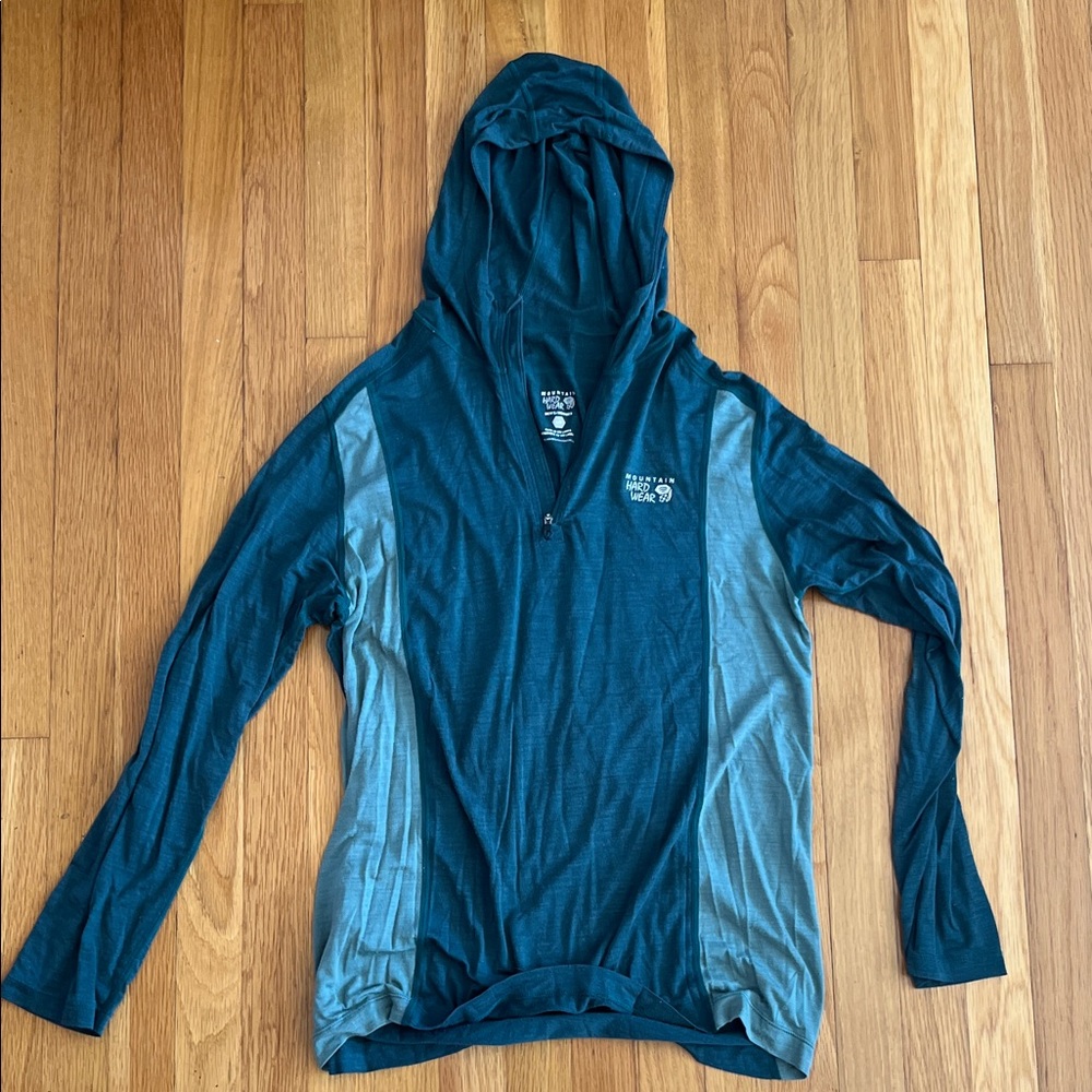 SOLD!!!! Mountain Hardwear Men's Zip Up Sweater - Teal and Gray